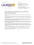 231-2016 : Laurier Brantford to host public forum on community shelter and social justice