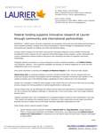 004-2018 : Federal funding supports innovative research at Laurier through community and international partnerships