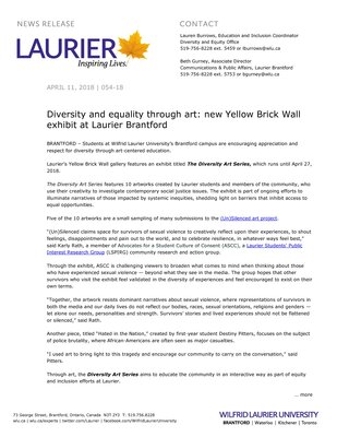 054-2018 : Diversity and equality through art: new Yellow Brick Wall exhibit at Laurier Brantford