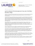 057-2018 : Laurier welcomes Provincial approval of new site in the Milton Education Village