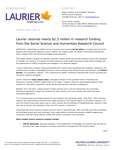 081-2018 : Laurier receives nearly $2.3 million in research funding from the Social Science and Humanities Research Council