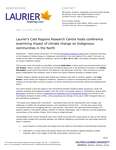159-2018 : Laurier’s Cold Regions Research Centre hosts conference examining impact of climate change on Indigenous communities in the North