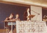 Pamela McGee speaking at the 1977 annual meeting of the Women's Auxiliary of Waterloo Lutheran Seminary