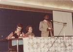 Vivian Msomi speaking at the 1977 annual meeting of the Women's Auxiliary of Waterloo Lutheran Seminary
