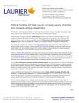 062-2019 : Federal funding will help Laurier increase equity, diversity and inclusion among researchers