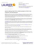 094-2019 : Laurier seeking input from creative groups to inform new Creativity Hub development