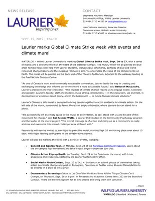 124-2019 : Laurier marks Global Climate Strike week with events and climate mural