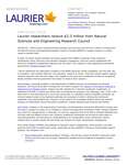 152-2020 : Laurier researchers receive $3.3 million from Natural Sciences and Engineering Research Council