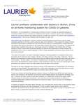 60-2020 : Laurier professor collaborates with doctors in Wuhan, China on at-home monitoring system for COVID-19 patients