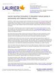 03-2021 : Laurier launches Innovation in Education lecture series in partnership with Waterloo Public Library