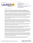 35-2021 : Laurier PhD student awarded provincial scholarship for research on young people with cannabis induced psychosis