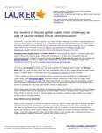 37-2021 : Key leaders to discuss global supply chain challenges as part of Laurier-hosted virtual panel discussion