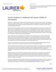 76-2021 : Laurier students in residences will require COVID-19 vaccinations