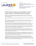 2-2022 : William Birchall Foundation gives $500,000 to Laurier’s Master of Science in Management Analytics program