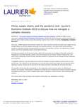 29-2022 : China, supply chains, and the pandemic exit: Laurier’s Economic Outlook 2022 to discuss how we navigate a complex recovery