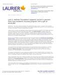 57-2022 : Lyle S. Hallman Foundation supports Laurier’s Learners from Care Academic Success program with a gift of $318,000