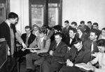 Professor Osborne lecturing to students, Waterloo College