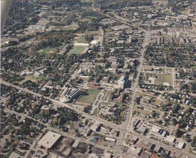 Aerial view of Wilfrid Laurier University, 1994