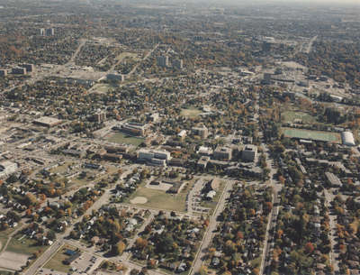 Aerial view of Wilfrid Laurier University, 1994