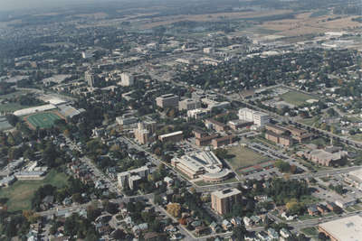 Aerial view of Wilfrid Laurier University, 1995