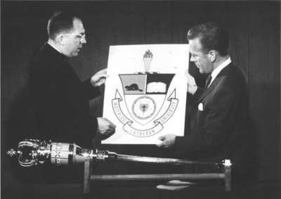 Waterloo Lutheran University coat of arms and mace