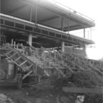 Construction of front steps of the Waterloo Lutheran University Library