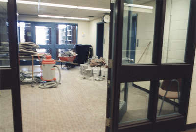 Wilfrid Laurier University Library interior during 2002 renovation