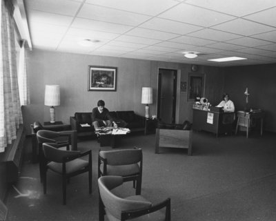 Health Services lounge, Waterloo Lutheran University, 1971