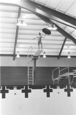 Ian Smith standing on diving board