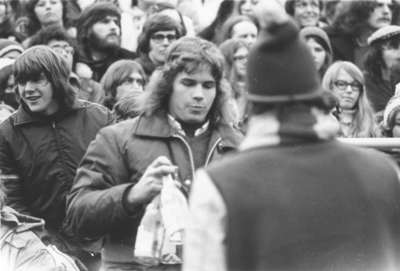 Crowd at Waterloo Lutheran University football game, 1972