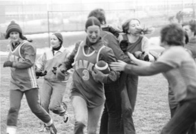 Powder puff football game during Winter Carnival 1973