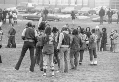 Powder puff football game during Winter Carnival 1973