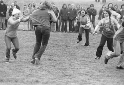 Powder puff football game during Winter Carnival 1973