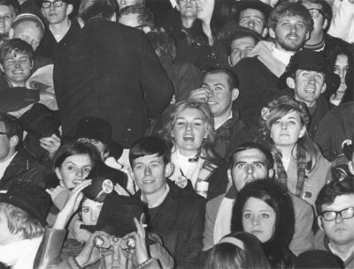 Waterloo Lutheran University football fans at the 1968 Canadian College Bowl