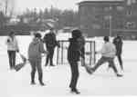 Broomball game at Waterloo Lutheran University Winter Carnival 1968