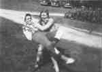 Waterloo College freshmen Alice Bald and Ron Lowe during initiation week, 1947