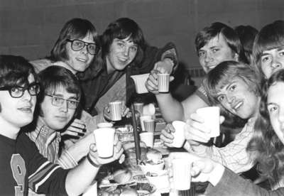 Students attending the Boar's Head Dinner, 1972