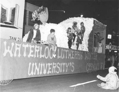 Waterloo Lutheran University Homecoming Parade float, 1968