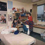 Two women in residence room, Wilfrid Laurier University