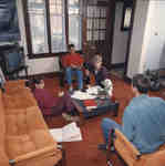 Students in residence common room, Wilfrid Laurier University