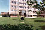 Metal sculpture in front of Central Teaching Building, Wilfrid Laurier University