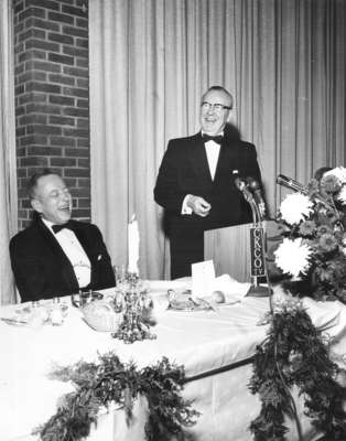 Prime Minister Lester B. Pearson speaking at Waterloo Lutheran University