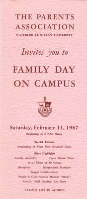 The Parents Association, Waterloo Lutheran University, invites you to Family Day on Campus