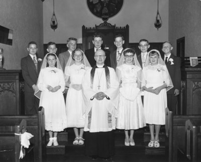 Confirmation class at Trinity Evangelical Lutheran Church in Hamilton, Ontario, 1955