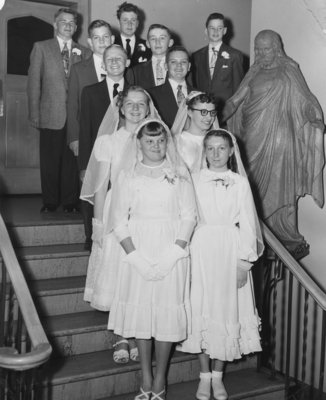 Confirmation class at Trinity Evangelical Lutheran Church in Hamilton, Ontario, 1955