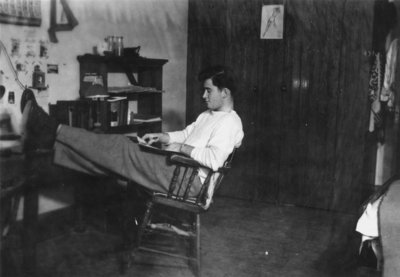 Reg Haney in dormitory room