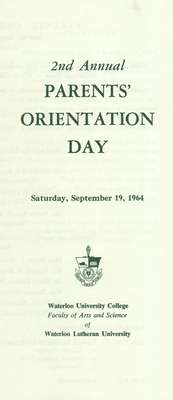 2nd Annual Parents' Orientation Day : Saturday, September 19, 1964