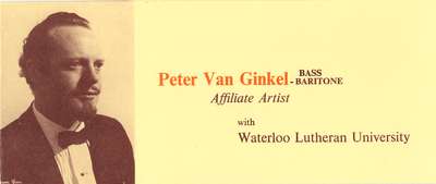 Peter van Ginkel - bass baritone : Affiliate Artist with Waterloo Lutheran University