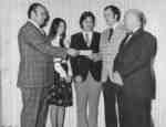 Frank Peters presenting Brent Scholarships, 1975