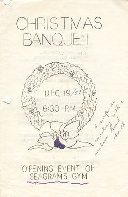 Waterloo College Christmas banquet program, 1957